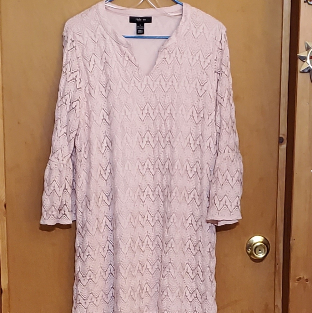 Style & Co Girls Pale Pink Lace Dress Size L